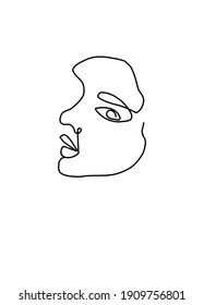 Enfrentar un dibujo de línea. Arte de línea de estilo minimalista para retratos
