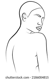 La cara es una línea. Retrato de una hermosa mujer africana. La cabeza-bufanda tradicional africana de las mujeres. Icono vector, logotipo, plantilla, folletos.