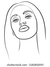 The face is one line. The silhouette of the face of a young African woman. Portrait of a girl. Vector flat illustration.