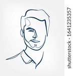 face one line vector isolated design element
