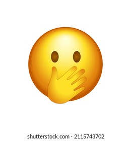 Face with open eyes and hand over mouth social media emoji isolated on white background. Emoticon symbol modern, simple, vector, icon for website design, mobile app, ui. Vector Illustration