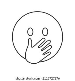 Face with open eyes and hand over mouth social media emoji isolated on white background. Emoticon symbol modern, simple, vector, icon for website design, mobile app, ui. Vector Illustration