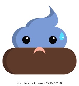 Face with open mouth and cold sweat stinky poop shit emoji  flat icon, vector sign, colorful pictogram isolated on white. Symbol, logo illustration. Flat style design