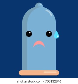 Face with open mouth & cold sweat condom emoji vector illustration. Flat style design. Colorful graphics