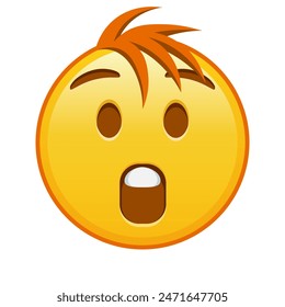 Cara con la boca abierta Grande tamaño de la sonrisa de emoji amarillo con el pelo