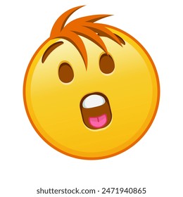 Face with open mouth Large size of yellow emoji smile with hair