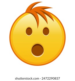 Face with open mouth Large size of yellow emoji smile with hair
