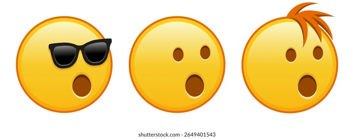 Face with open mouth Set of three emoji