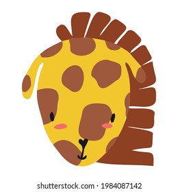 The face of the orange giraffe is isolated. piglet for children's room decoration, banners