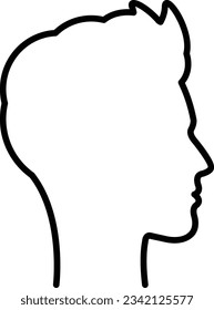 Face outline of male or man human head profile silhouette vector icon in a glyph pictogram illustration