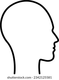 Face outline of male or man human head profile silhouette vector icon in a glyph pictogram illustration