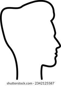 Face outline of male or man human head profile silhouette vector icon in a glyph pictogram illustration