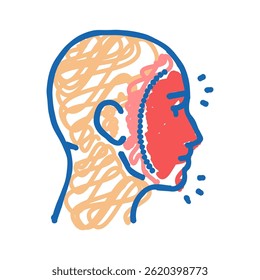 face pain body ache doodle icon sketch vector. face pain body ache sign. isolated symbol illustration