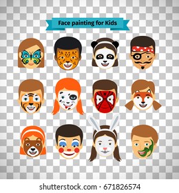 Face painting  kids faces and painting isolated transparent background