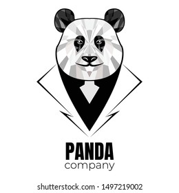 face panda business man logo vector