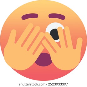 Rosto com olho espiando ícone emoji. Cores modernas, elemento popular para mídias sociais e designs digitais. Emoticon, elemento isolado.