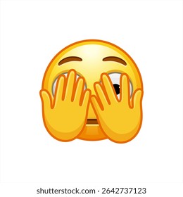 Face with Peeking Eye vector emoji illustration icon symbol no way shocked hiding behind hands, vector 10 eps.
