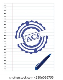 Efecto de la pluma facial. Tinta azul. Ilustración vectorial. Detallado. 
