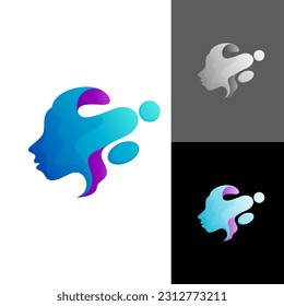 Gesichter, Menschen gestalten Vektorgrafik, Wasser-Swoosh-Design, blaue Farbe