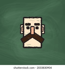 Face people Icon design, Colorful chalk. Draw a picture on the blackboard.