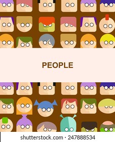 Face people icon. Male and female iconic characters collection of various occupation, profession and other social individuals portrait. Flat design style modern vector illustration icons set.