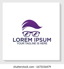 diseño de la plantilla de logo para personas de la cara vector, logotipo para cabello y lentes vectorial