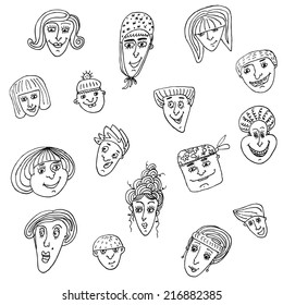 face people vector doodle