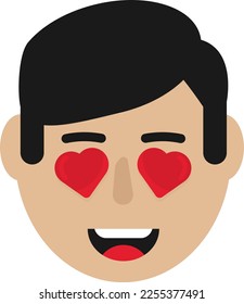 Face of a person in love with heart-shaped eyes.