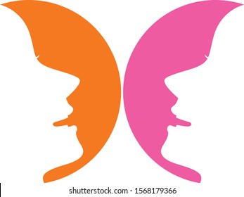 the face of a person in the shape of a butterfly logo design for the beauty business