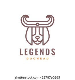 face pet dog long ear legend kingdom castle king mascot minimal logo design vector