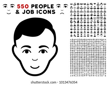 Face pictograph with 550 bonus pity and happy people images. Vector illustration style is flat black iconic symbols.