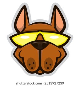 Face of Pitbull dog cartoon characters wearing sunglasses. Best for sticker, logo, decoration, and mascot for e-sports team