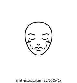 Face plastic of cheek, medical beauty procedure, line icon. Facelift, aesthetic contour. Plastic surgery, lifting contour skin. Vector illustration