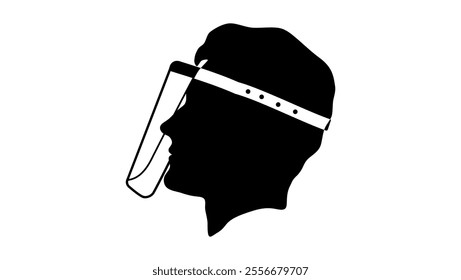 Face plastic mask, black isolated silhouette 