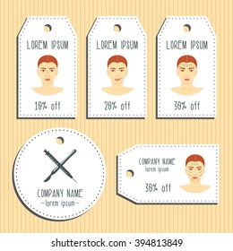 Face plastic surgery discount gift tags. Ready to use. Flat design. Vector illustration