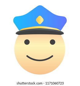 Face with Police Hat Emoticon Emoji Sign Face for Social network and apps