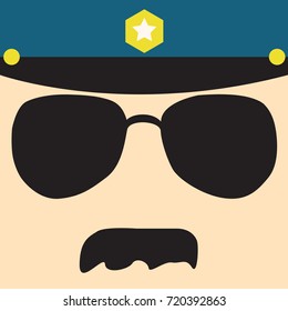 face police with sunglass flat design vector eps10