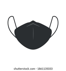 Face pollution black mask icon. Medical white mask dust danger protection coronavirus. Vector illustration safety masks