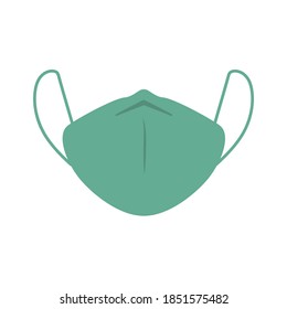 Face pollution green mask icon. Medical white mask dust danger protection coronavirus. Vector illustration safety masks