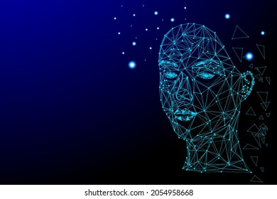 Face, Polygon Skin, Realistic 3D Human Head Abstract Line Design Triangle
