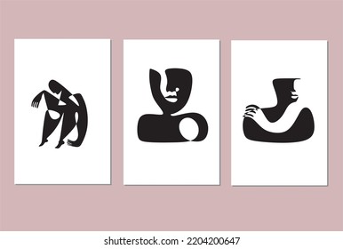 face portrait abstraction wall art illustration design vector. creative shapes design graphics with textured geometric shapes. abstract geometric face minimalism. girl or woman silhouette cubism.