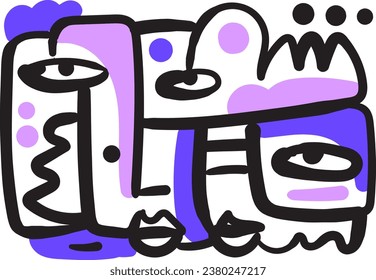 face portrait abstraction wall art illustration design vector.