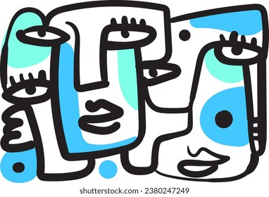 vector de diseño de ilustración de arte de pared abstracción de retrato facial.