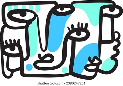 face portrait abstraction wall art illustration design vector.