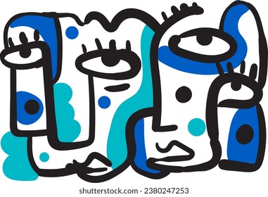 vector de diseño de ilustración de arte de pared abstracción de retrato facial.