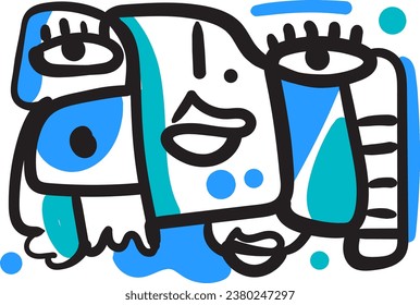 vector de diseño de ilustración de arte de pared abstracción de retrato facial.