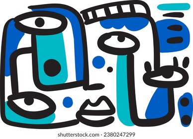 face portrait abstraction wall art illustration design vector.