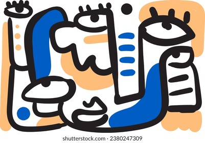 vector de diseño de ilustración de arte de pared abstracción de retrato facial.