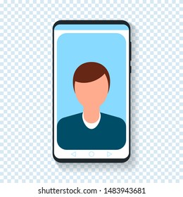 Face portrait flat phone self portrait personal profile on transparent background