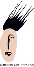 Face portrait with simple geometric elements. Ink painting style. Contemporary hand drawn vector illustrations. 